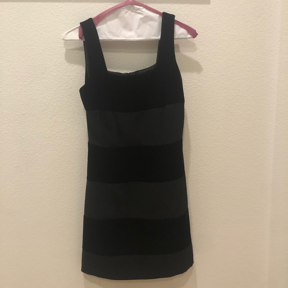 Black and Gray Striped Mini Dress